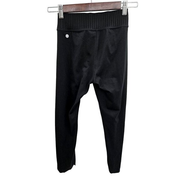 Zella Leggings Womens XS 0 2 4 Black Mid Rise Cross Over Waist Band Cropped NEW - Picture 4 of 9